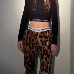NWT & RARE L.A.M.B. by Gwen Stefani VTG Leopard Thermal Pants waffle knit Y2K M